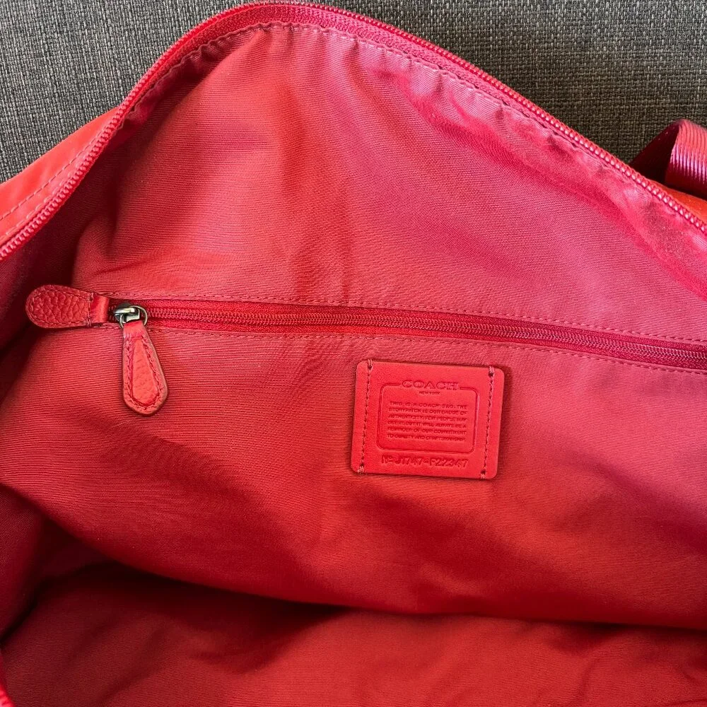 Coach duffel bag in gorgeous red, like new. - Picture 5 of 11